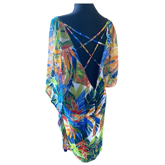 Kona Sol Tropical Swim Coverup with Strappy Back Womens Size XL NWOT Beach - Picture 8 of 10